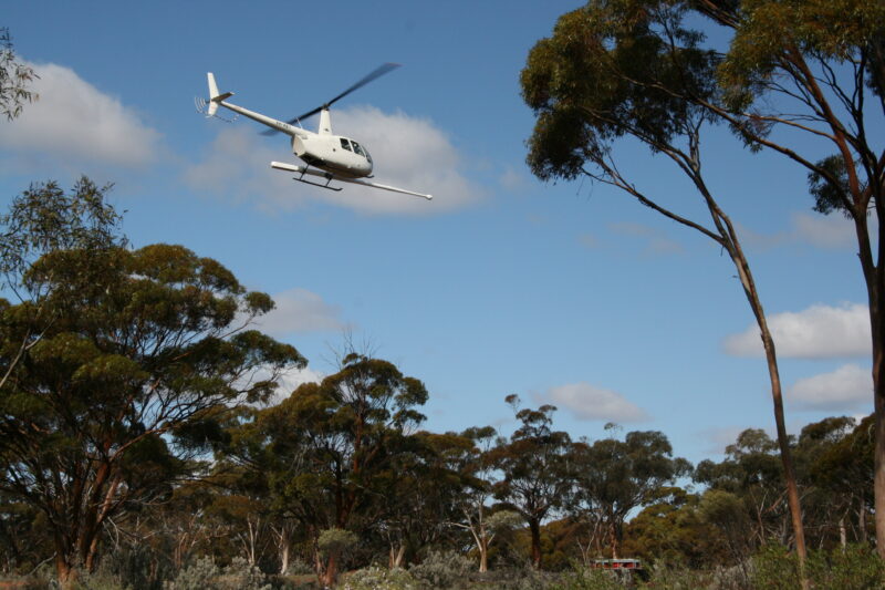 view of helicopter from the ground